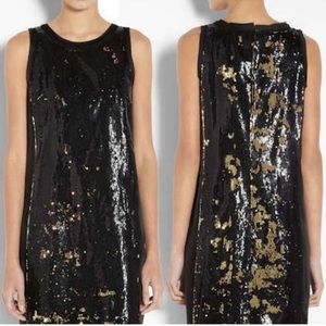 Michael Kors Black & Gold Two Way Sequined Dress Size 4
